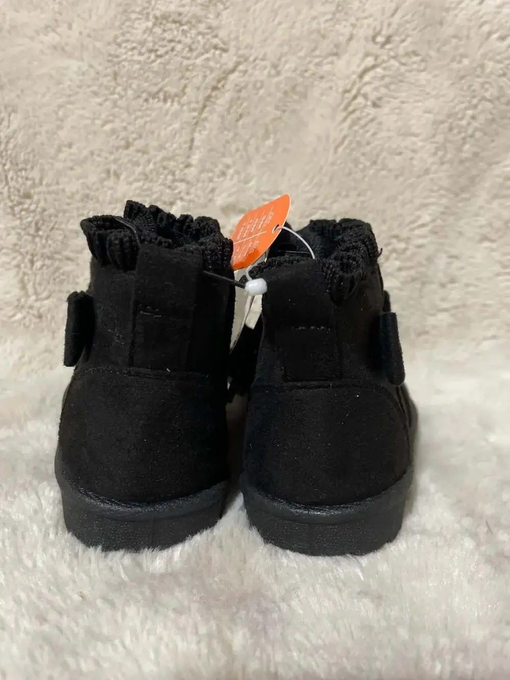 Wonder Nation Baby/Girls Black Faux Fur Bow Boots Size 5 New With Tags!